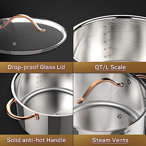 8 Quart Stock Pot with Lid, 3 Ply Stainless Steel k7
