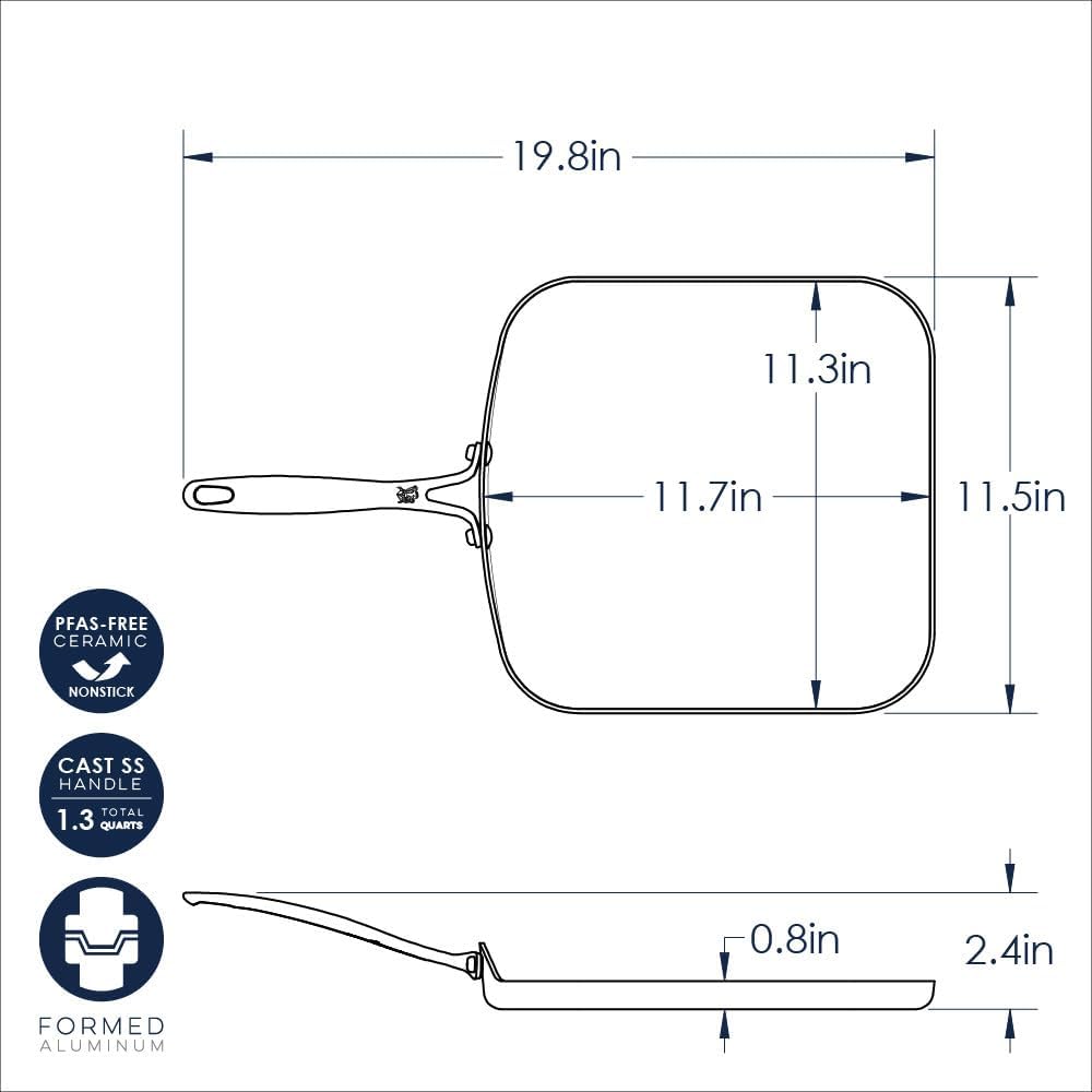 Aluminum Square Griddle 11-Inch Ceramic Coating A7