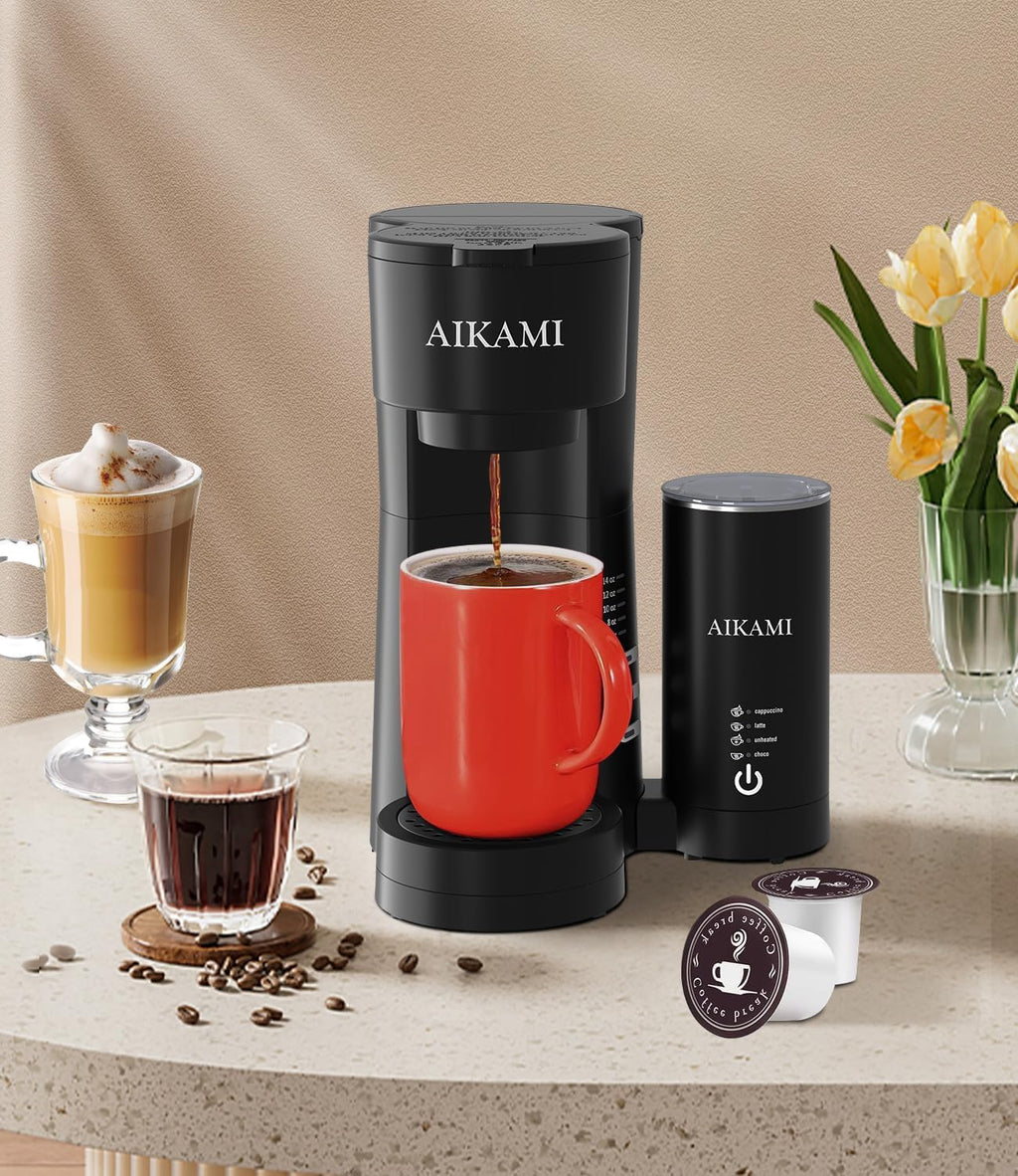 Coffee Maker with Milk Frother, 6-14 Oz Brew Sizes a7