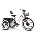 Addmotor Electric Trike for Adults, 3 Wheel Motorized Bicycle with 750W Motor 48V 20Ah Samsung Battery UL Certified, 85MI Long Range, 24" Fat Tire Electric Tricycle, M-350A White