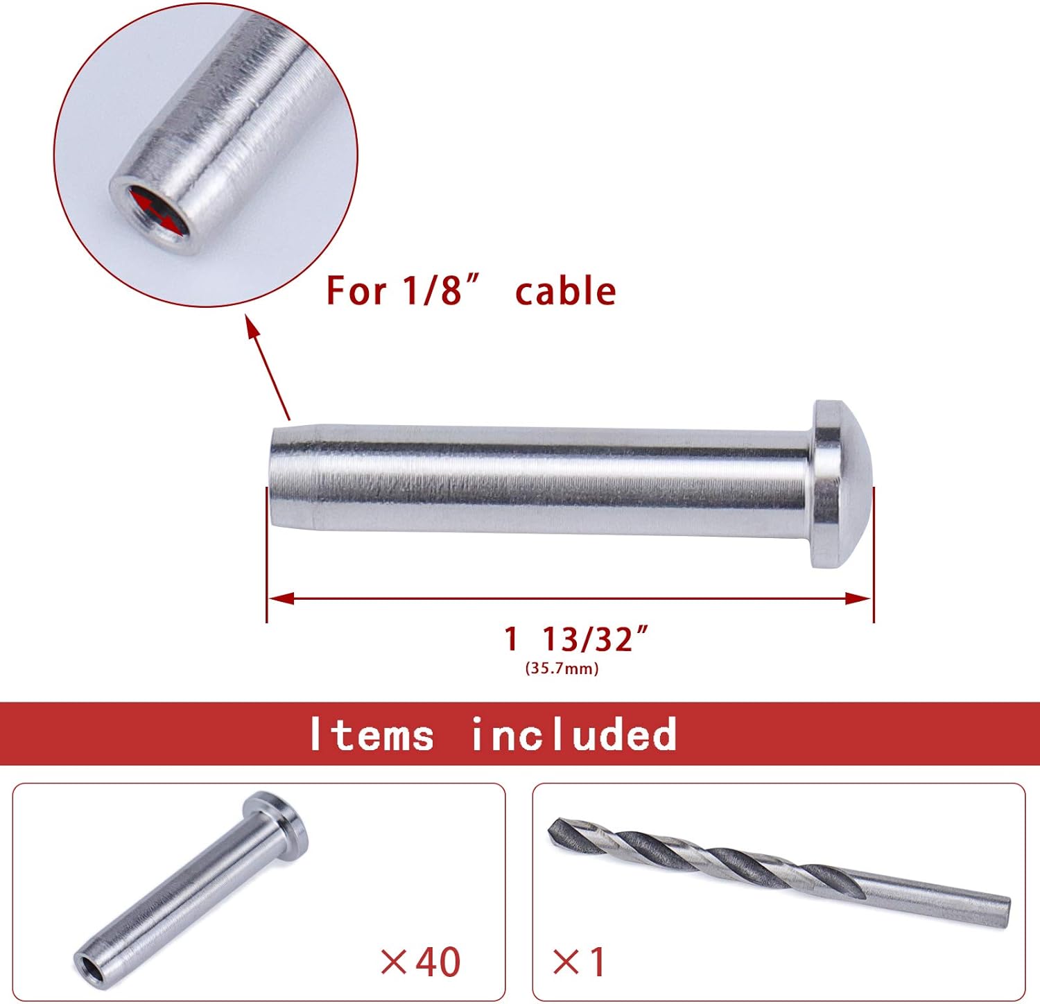 Stainless Steel Cable Railing Terminal Kit 40Pack T316 A7