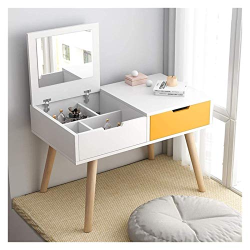 Makeup Vanity Desk with Flip Top Mirror and Drawers W7k