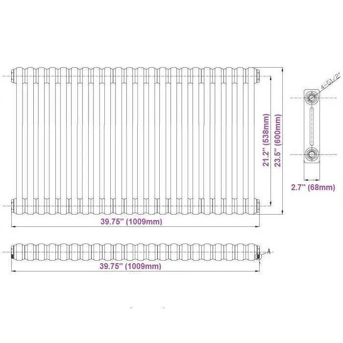 Column Radiator, Cast Iron Style, White Finish 7k