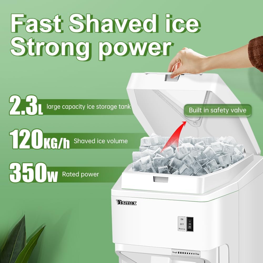Electric Ice Shaver 350W Snow Cone Machine Adjustable Thickness a7