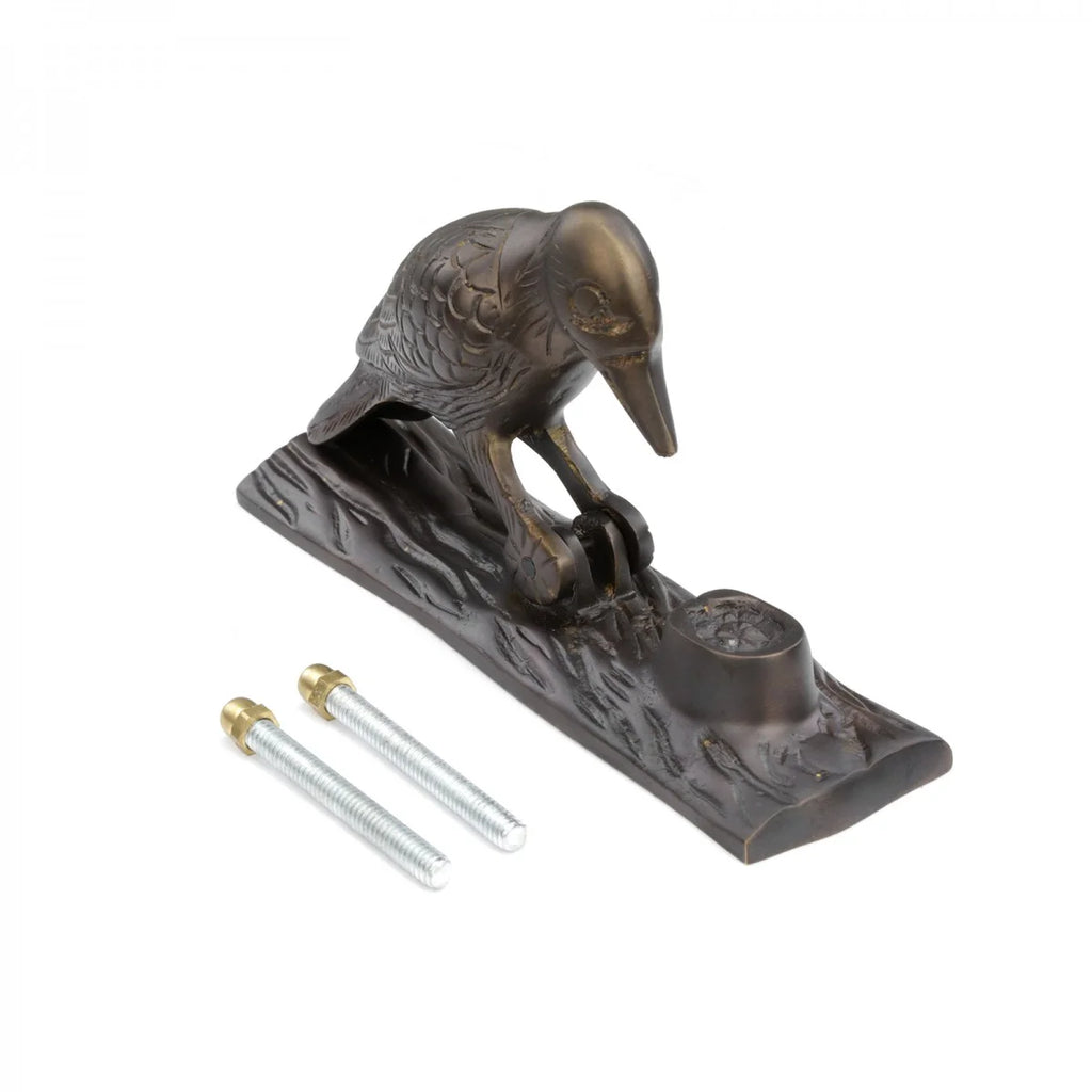 Door Knocker for Front Door 6.5in Antique Brass Woodpecker a7