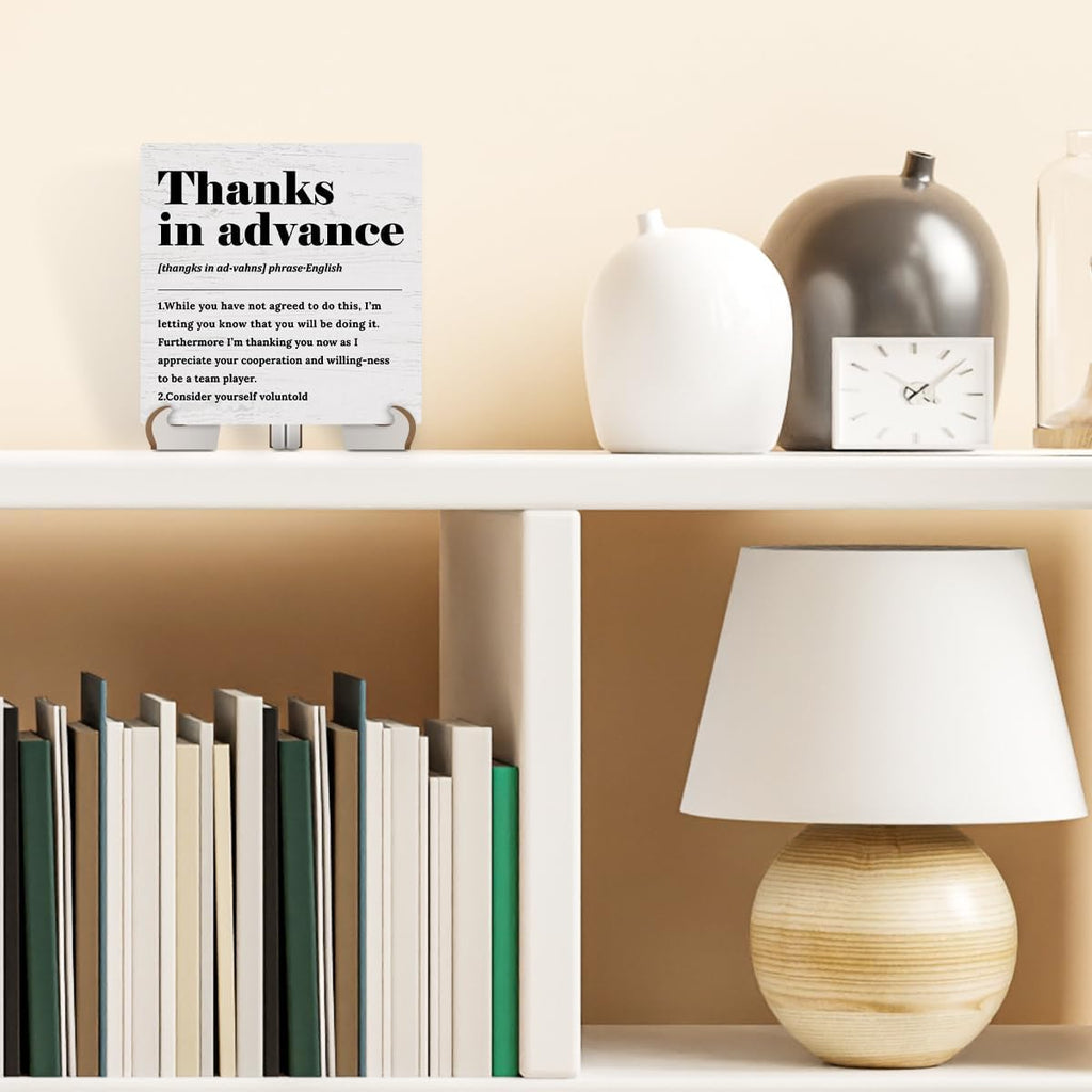 Wood Sign Desk Decor Rustic Office Plaque with Stand A7