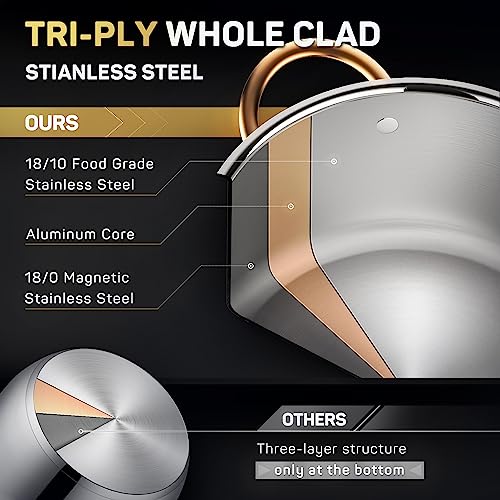 8 Quart Stock Pot with Lid, 3 Ply Stainless Steel k7