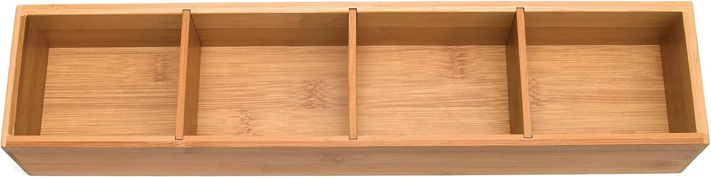 Lipper International 8884 Bamboo Wood 4-Part Drawer Organizer with Removable Dividers, 17-1/2" x 4" x 2-1/2"