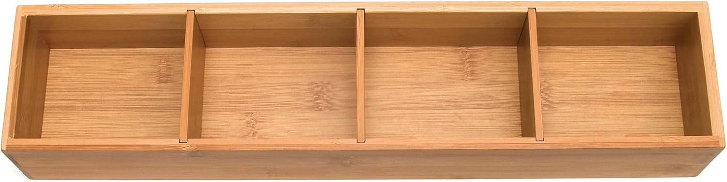 Lipper International 8884 Bamboo Wood 4-Part Drawer Organizer with Removable Dividers, 17-1/2" x 4" x 2-1/2"