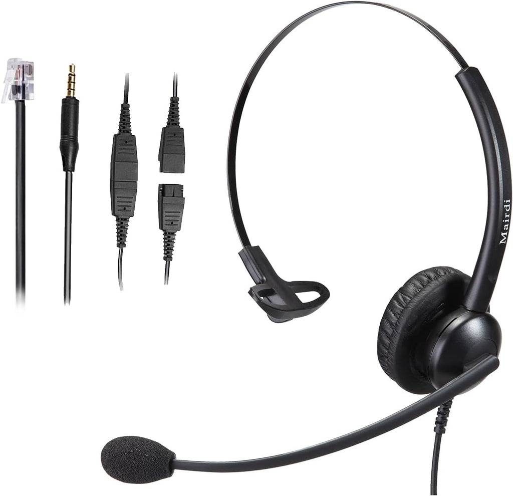 Office Headset with RJ9 & 3.5mm Connector, Noise Cancelling Mic for Call Centers k7