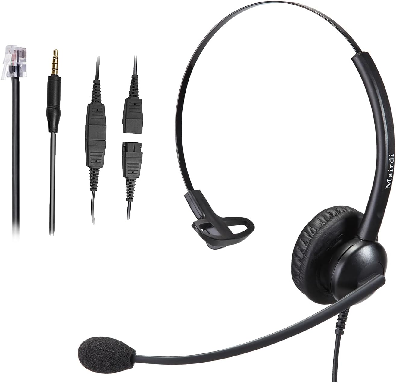 Office Headset with RJ9 & 3.5mm Connector, Noise Cancelling Mic for Call Centers k7