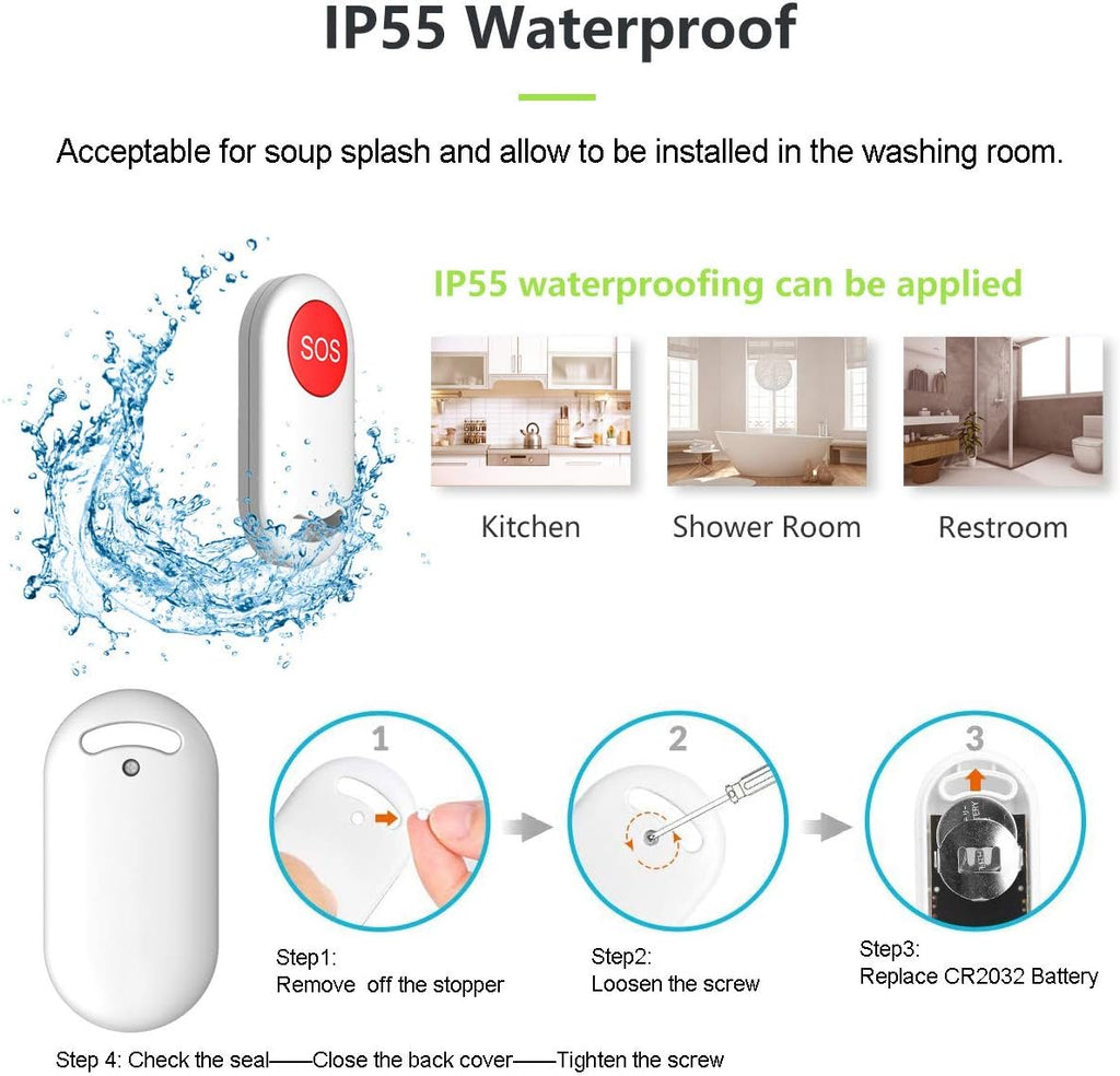 Motion Sensor Alert System for Elderly Fall Prevention 3 Receivers 2 Monitors k7