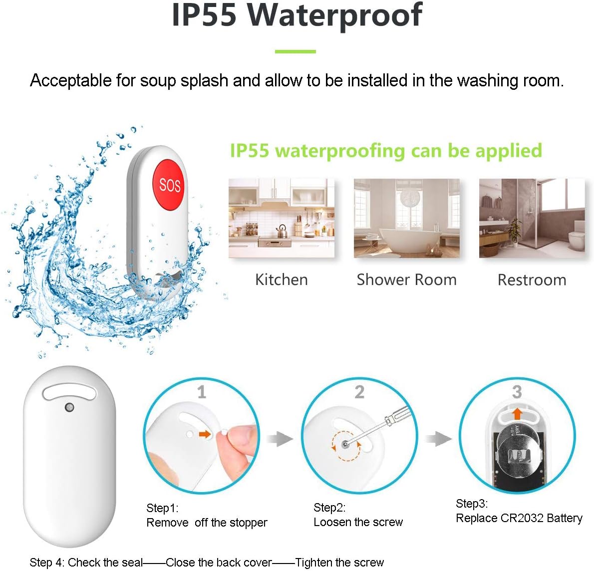 Motion Sensor Alert System for Elderly Fall Prevention 3 Receivers 2 Monitors k7