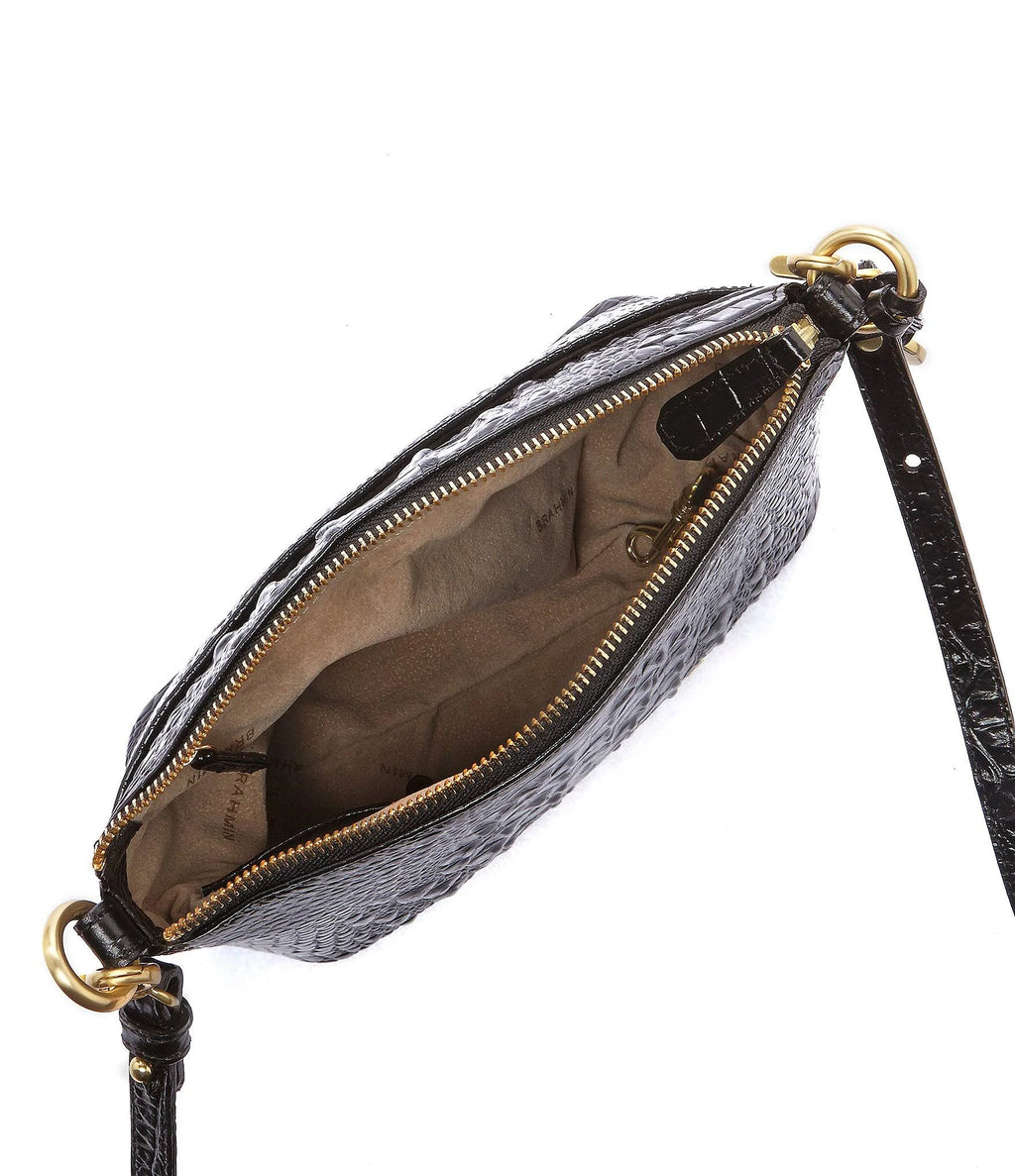 Leather Mini Crossbody Embossed Brown A7