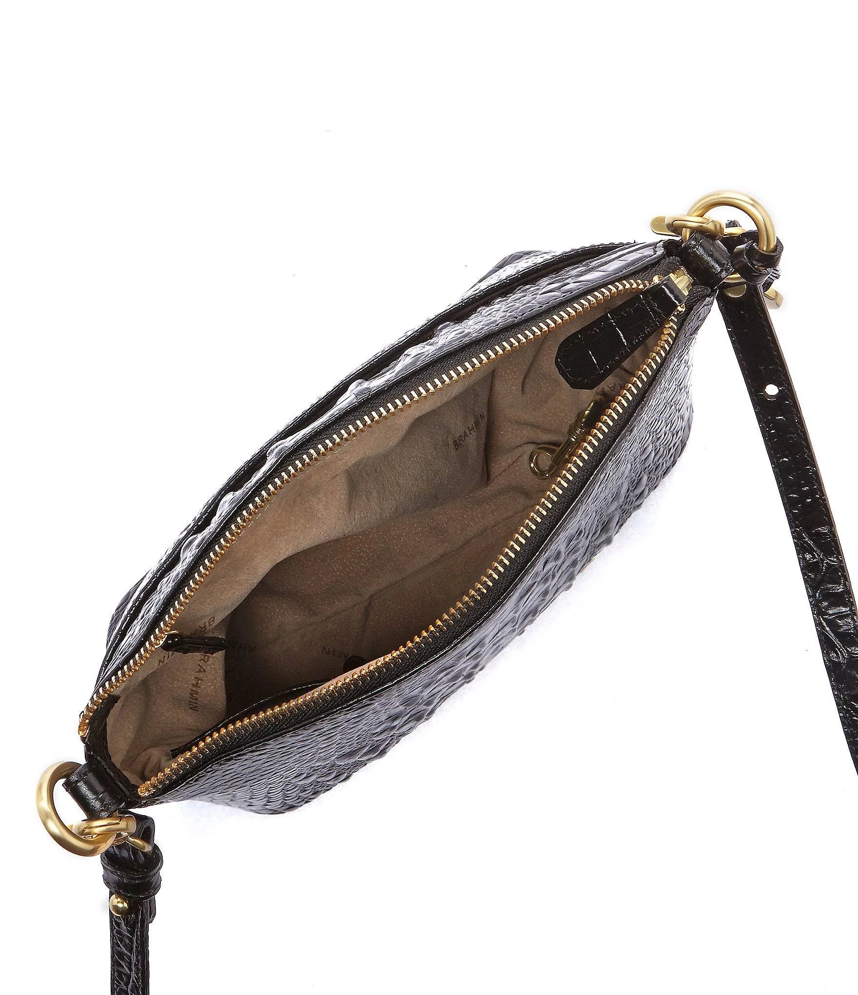 Leather Mini Crossbody Embossed Brown A7