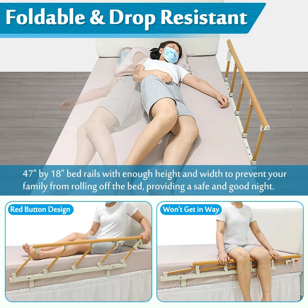 Bed Rail for Elderly Adults Safety Handle Fold Down 47x18 K7m