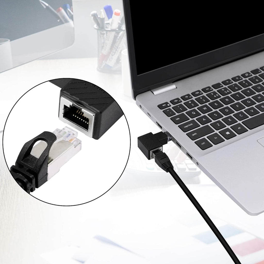 Right Angle Ethernet Adapter RJ45 Cat6 2-Pack Black k7