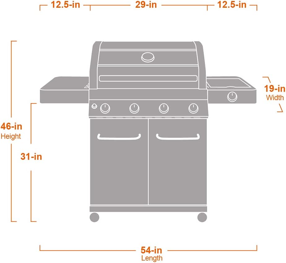 Stainless Steel 4-Burner Cabinet Gas Grill with Side Burner k7
