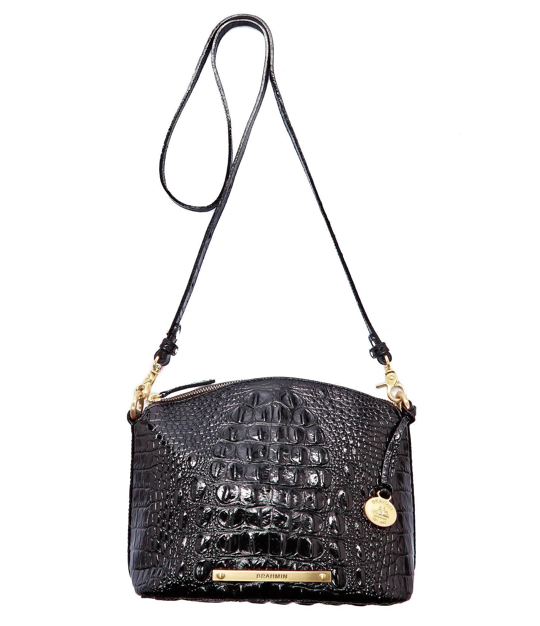 Leather Mini Crossbody Embossed Brown A7