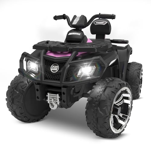 Joywhale 24V 2 Seater Kids Ride on ATV Car 4WD Quad Electric Vehicle Easy-Drag 4-Wheeler, with 4x75W Powerful Engine, Big Battery, Metal Suspension, Soft Braking, Music & Bright Headlights, BW-A20s