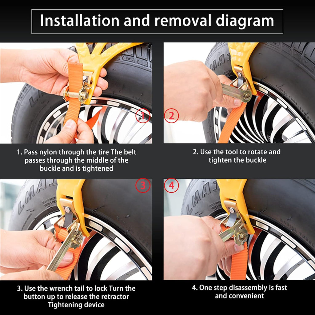 Snow Chains for Cars SUV Trucks Adjustable Tire Traction 145-285mm Pack of 2 k7