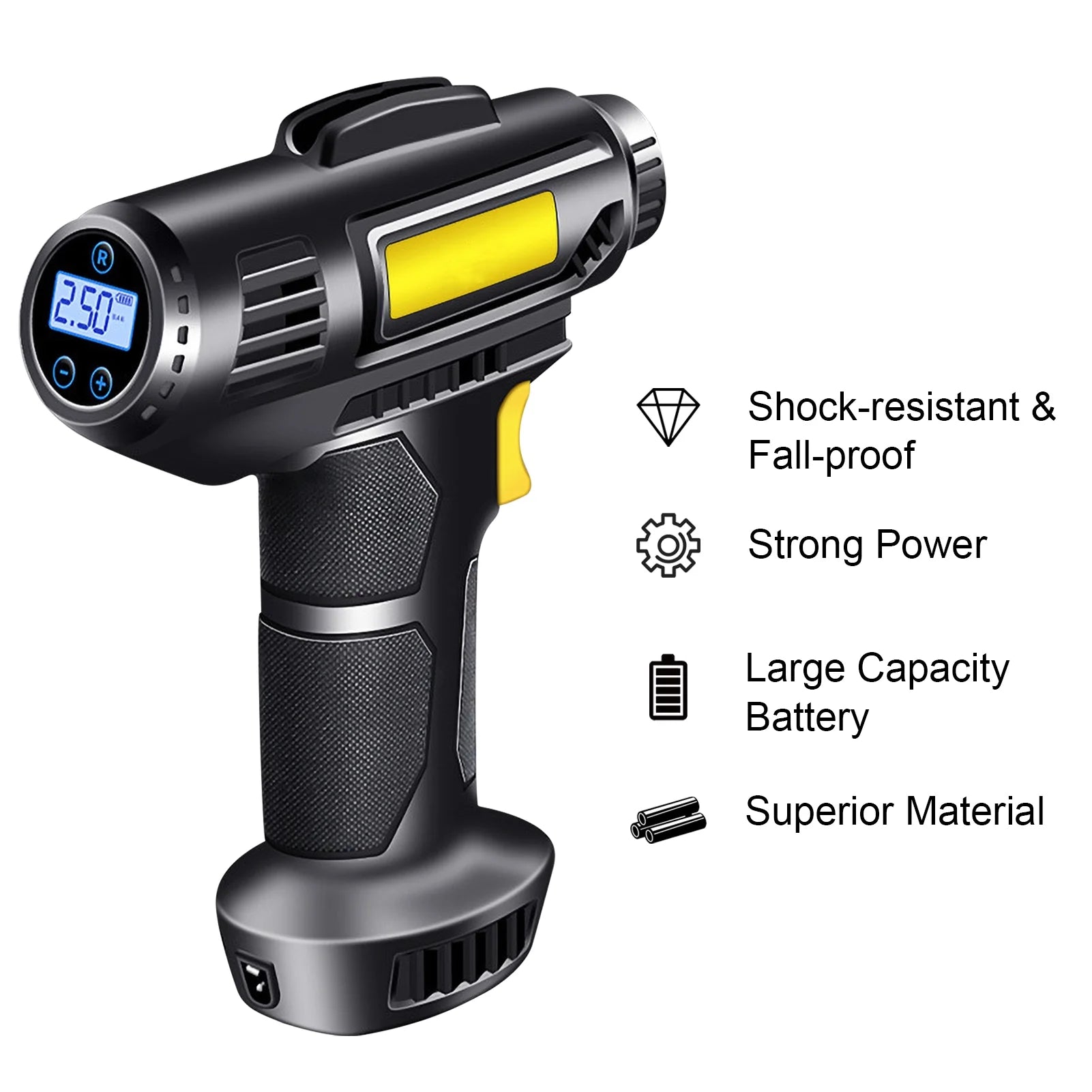 Tire Inflator Cordless Handheld Pump Rechargeable Air Compressor Digital Display A7k