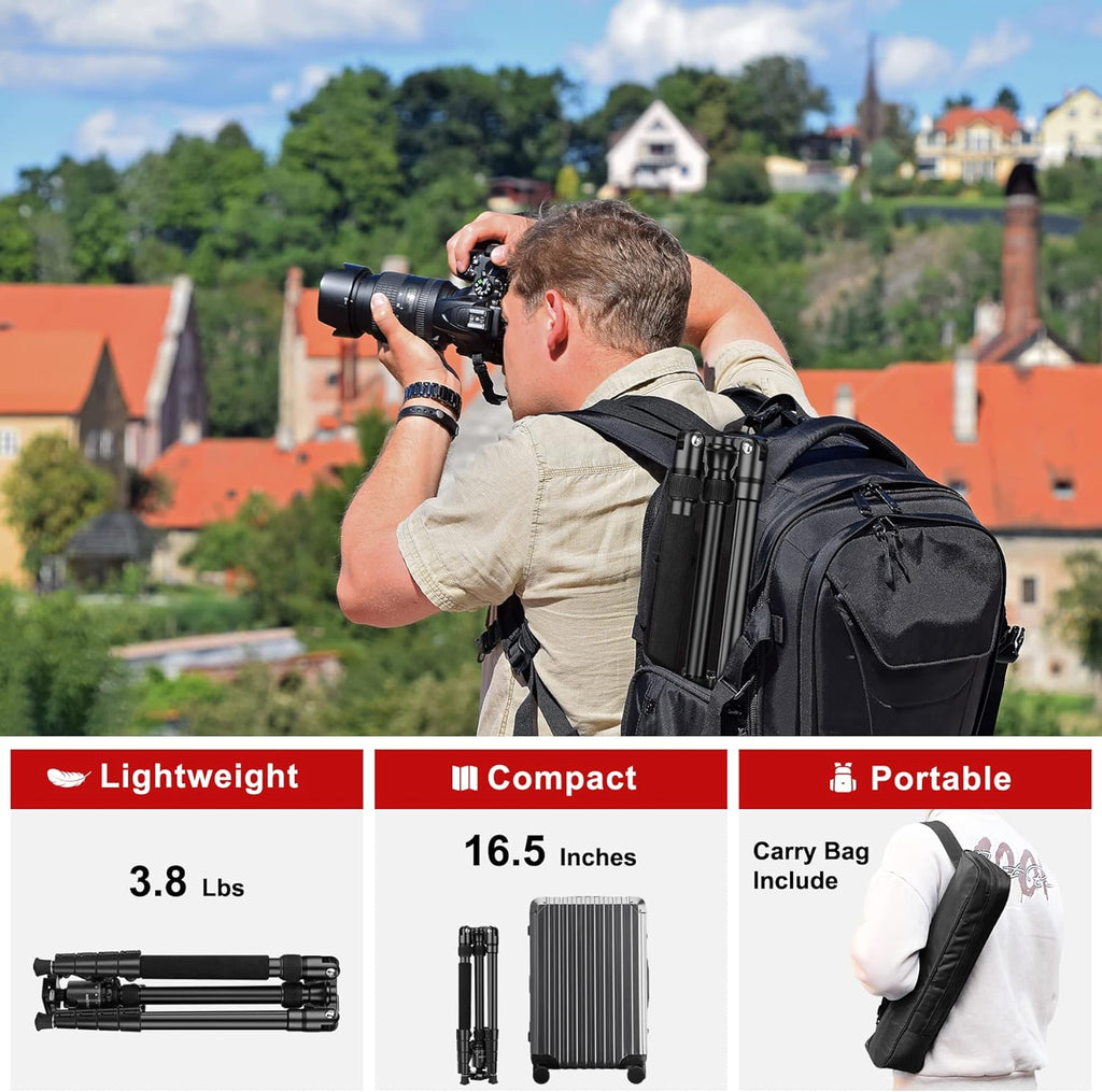 Camera Tripod Stand 81in Heavy Duty for DSLR Telescope Black k7