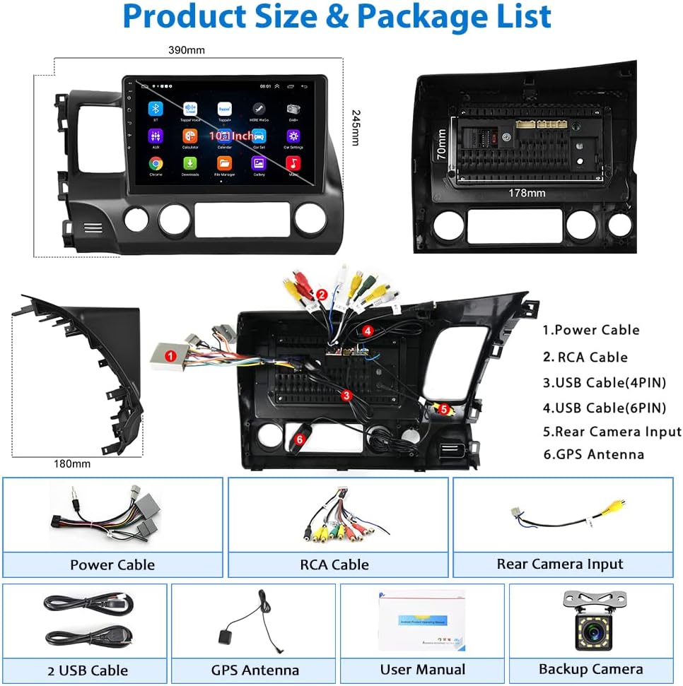 Car Stereo 10.1 Inch Touch Screen Radio with Navigation Bluetooth Fm7