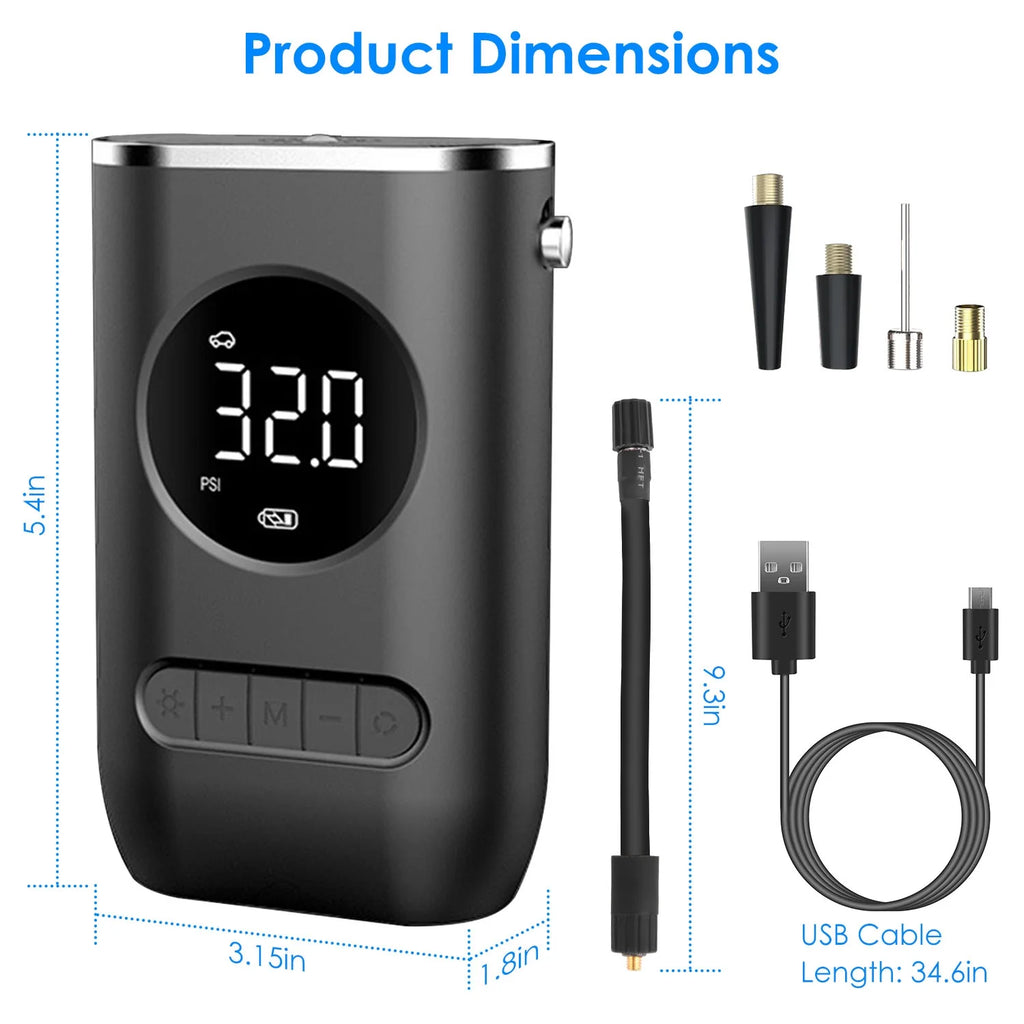 150 PSI Tire Inflator Portable Air Compressor with Digital Gauge LED Light k7p