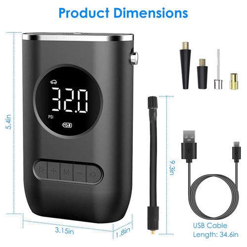 150 PSI Tire Inflator Portable Air Compressor with Digital Gauge LED Light k7p