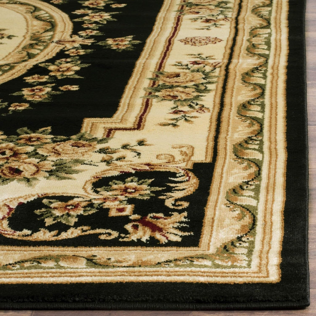 Area Rug 5'3" x 7'6" Black Ivory Medallion Design A7