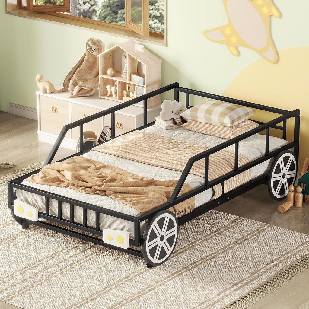 Car Bed with Rails and Wheels Black k7