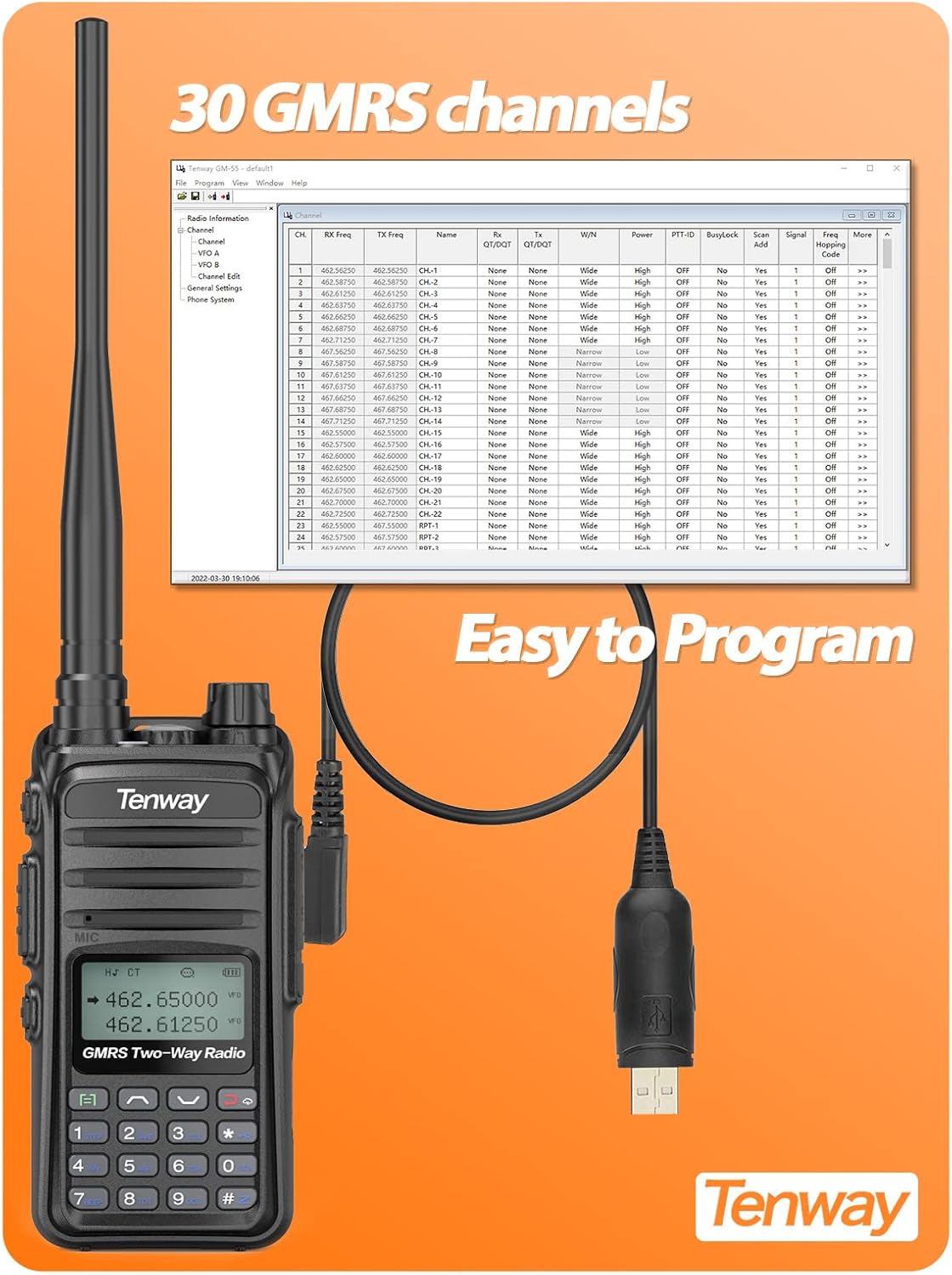 GMRS Radio Handheld 5W Long Range Two Way Repeater Capable a7