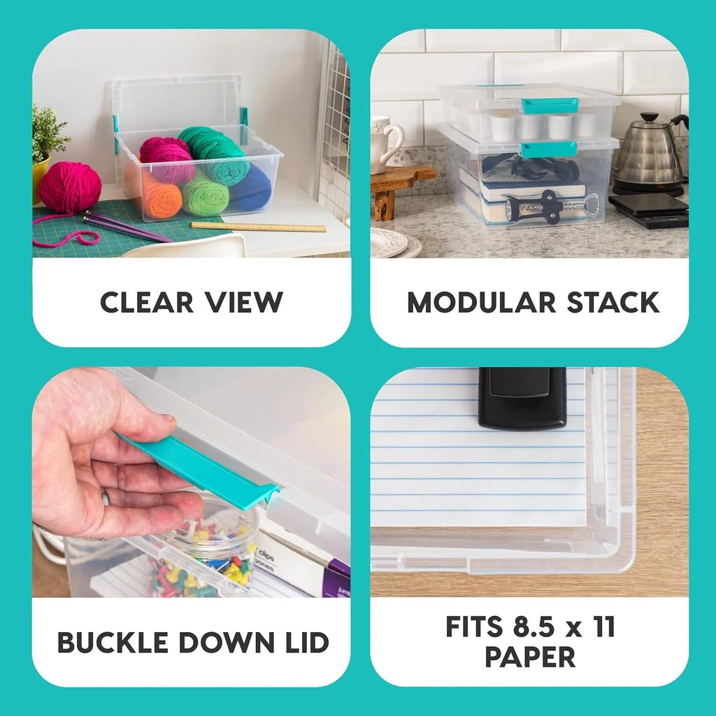 Plastic 12 Qt Storage Bins, 4 Pack k7