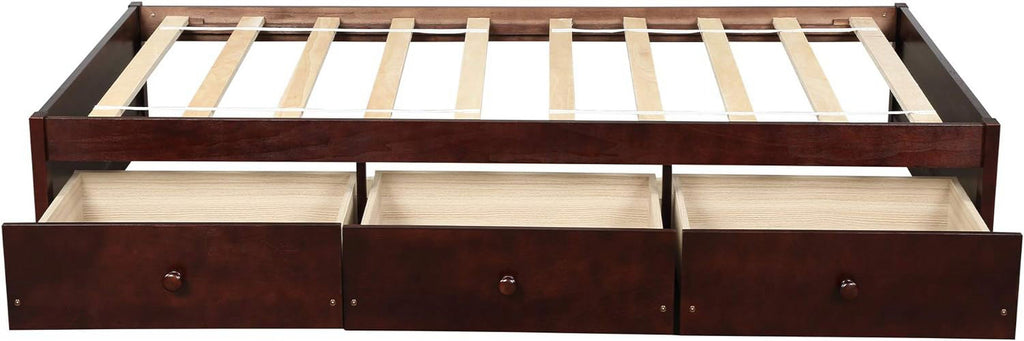 Storage Bed with 3 Drawers Wood Platform Frame k7