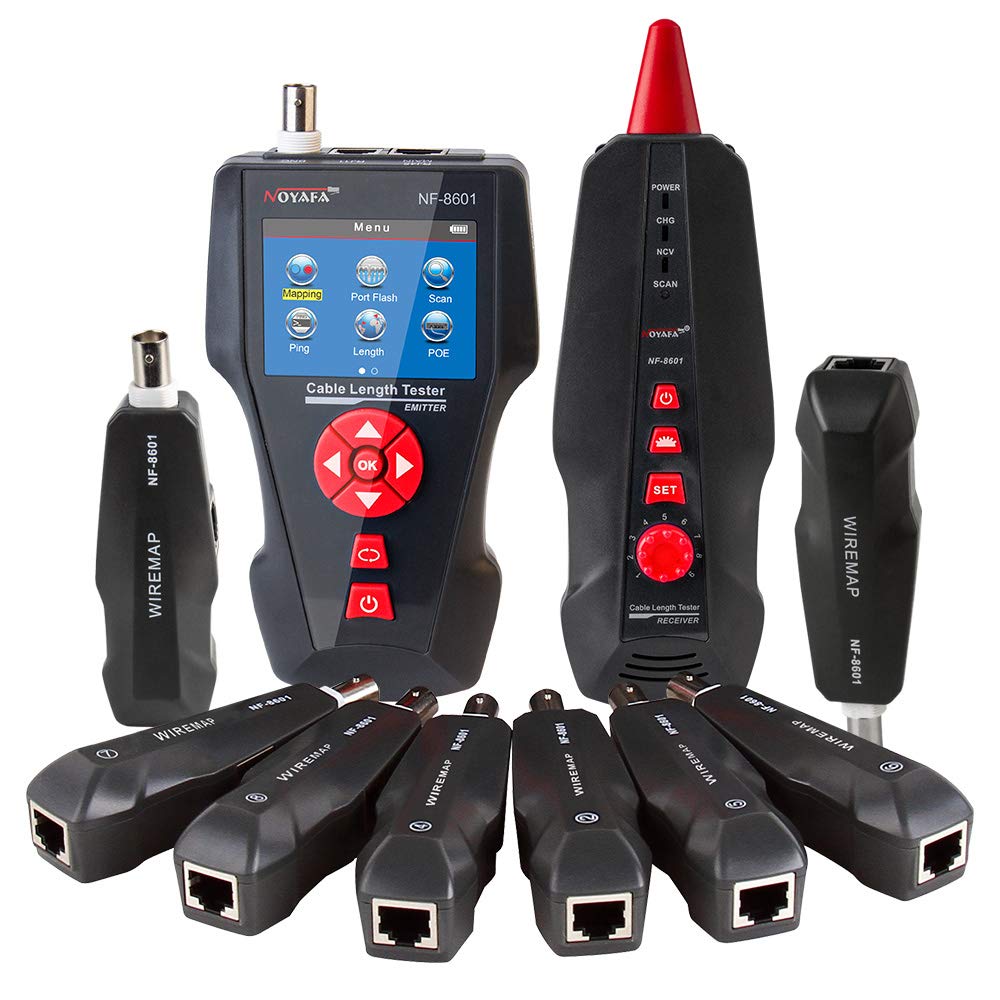 NOYAFA Network Cable Tester,NF-8601S TDR Wire Tester Rj11 Rj45 BNC Multifuncation Ethernet LAN Cable Tester, Precise Breakpoint Test, with PING / POE