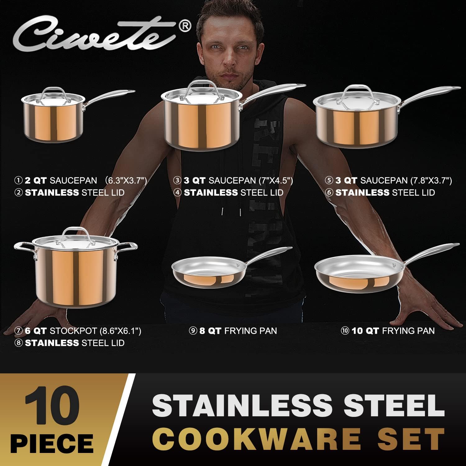 Stainless Steel Cookware Set 11pc 9k