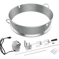 IULULU BBQ Rotisserie 22.5-Inch Kettle-Stainless Steel Grill Rotisseriee Ring Kits for Weber CharcoalGrills with Motor, Forks, Extendable Spit Rod (27"-40"), Silver