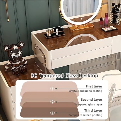 Acrylic Vanity Desk with LED Mirror and Chair 7k