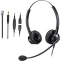 Office Headset with RJ9 Jack for Cisco Phone,Including 3.5mm Connector for Cell Phone PC Laptops, Binaural Telephone Headset with Noise Cancelling Microphone for Call Centers Landline Deskphone