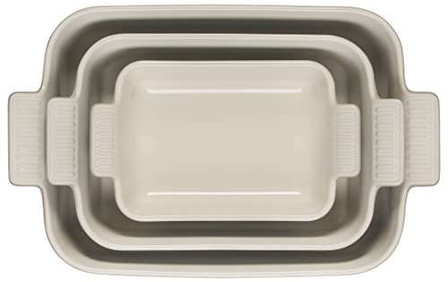 Stoneware Heritage Set 3 Rectangular Dishes White 7k