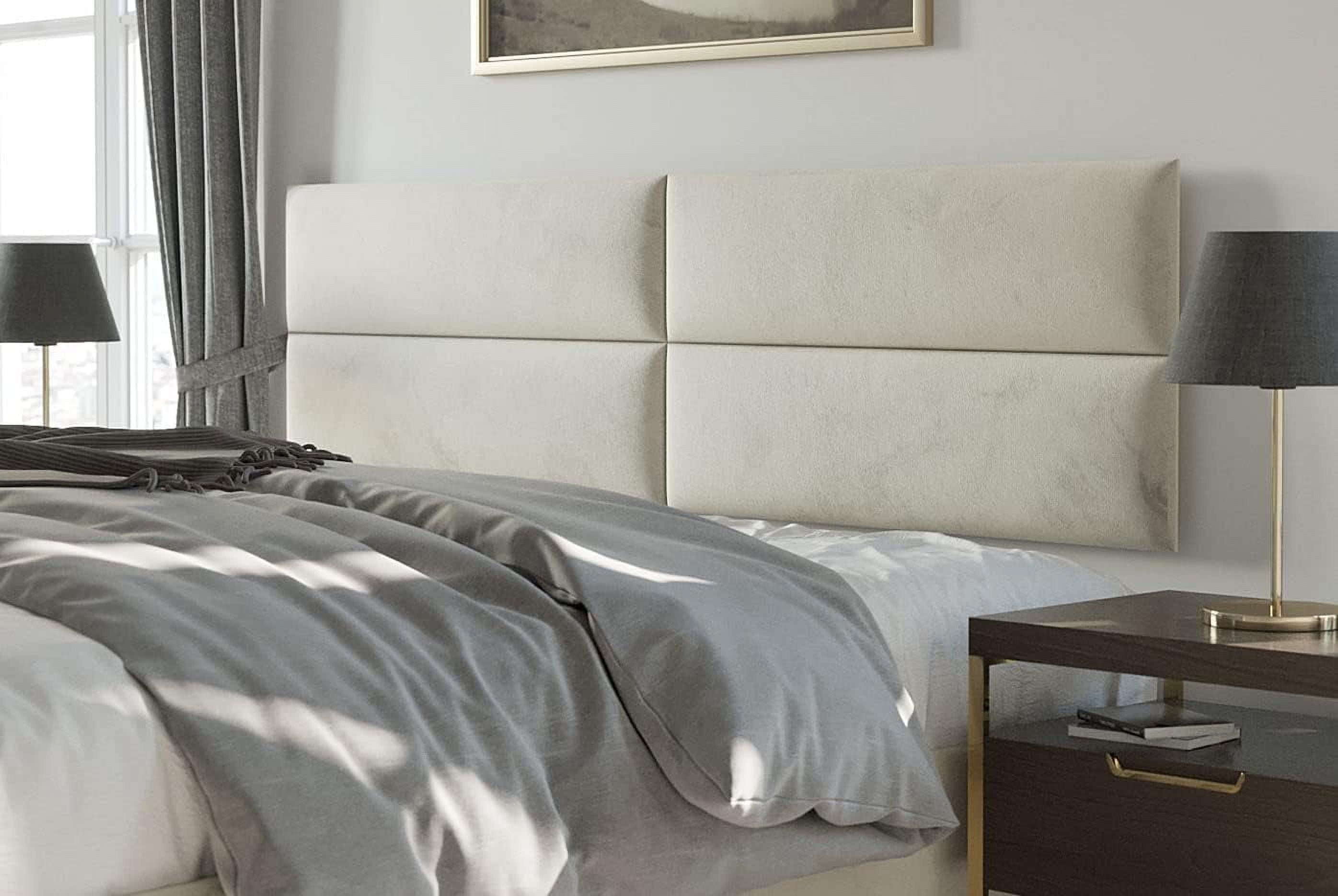 Velvet Ivory Headboard Wall Panels King Set of 4 K7