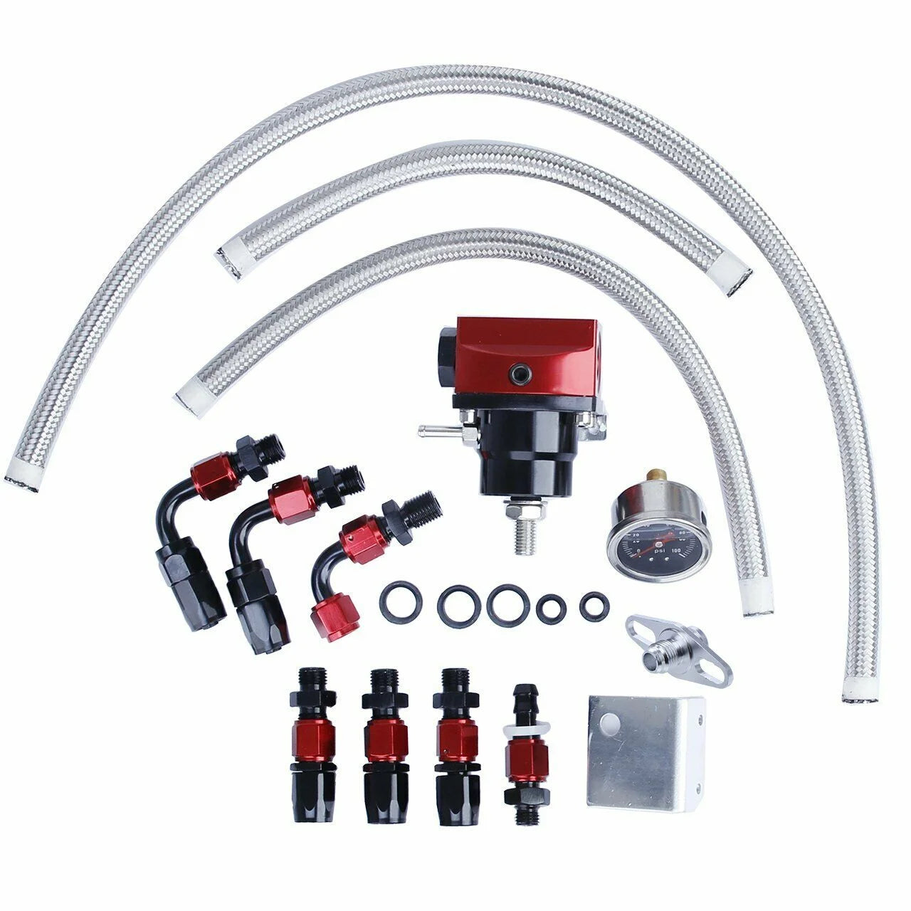 Fuel Pressure Regulator Kit 0-100psi Gauge 6AN A7