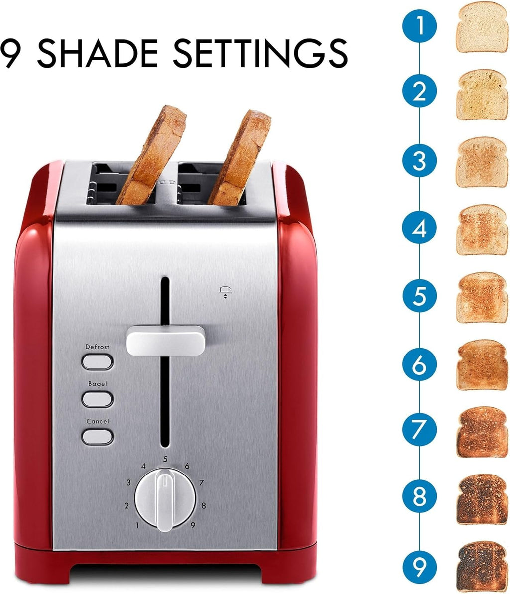 2 Slice Toaster Stainless Steel Bagel Defrost Extra Wide Slots A7