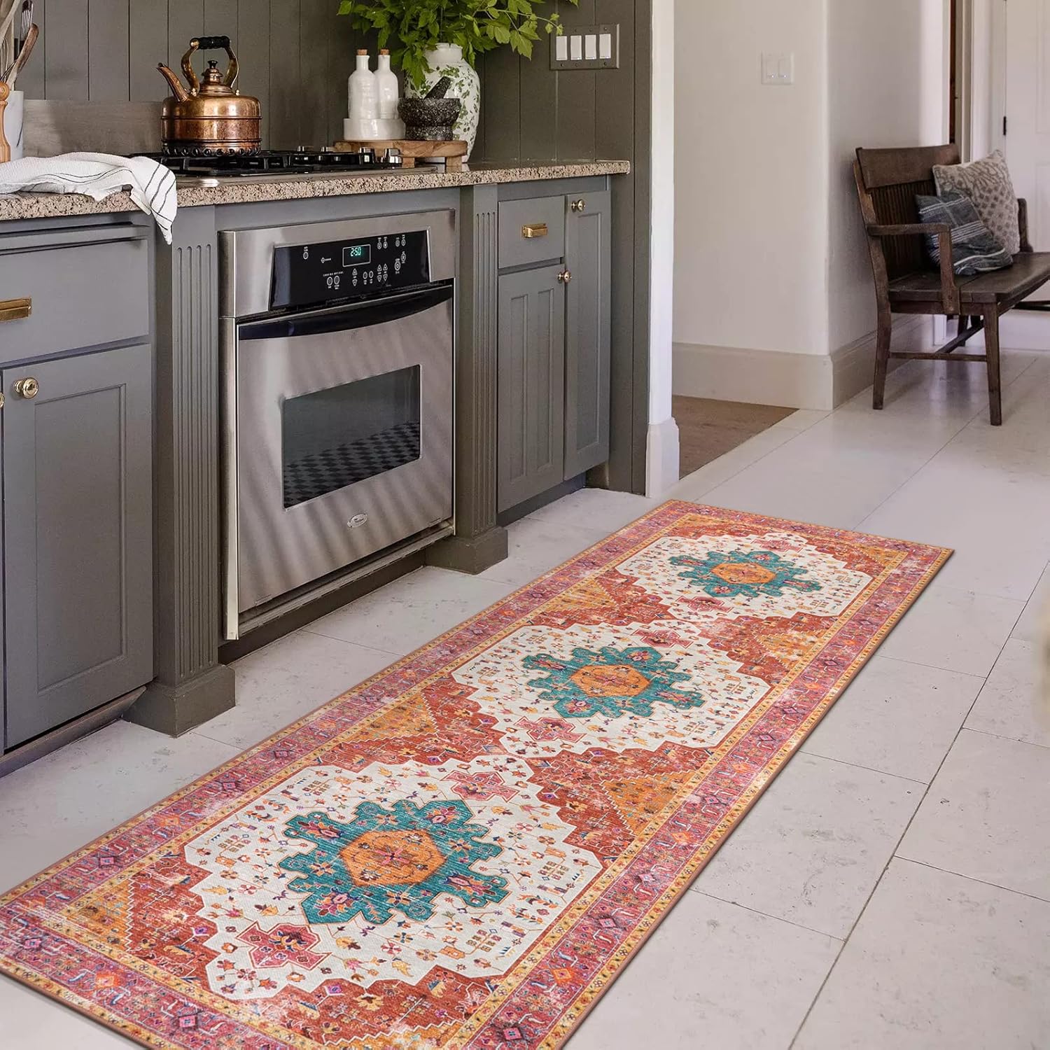 Ultra-Thin Washable Runner Rug 2x7 Pink Non Skid Low Pile a7