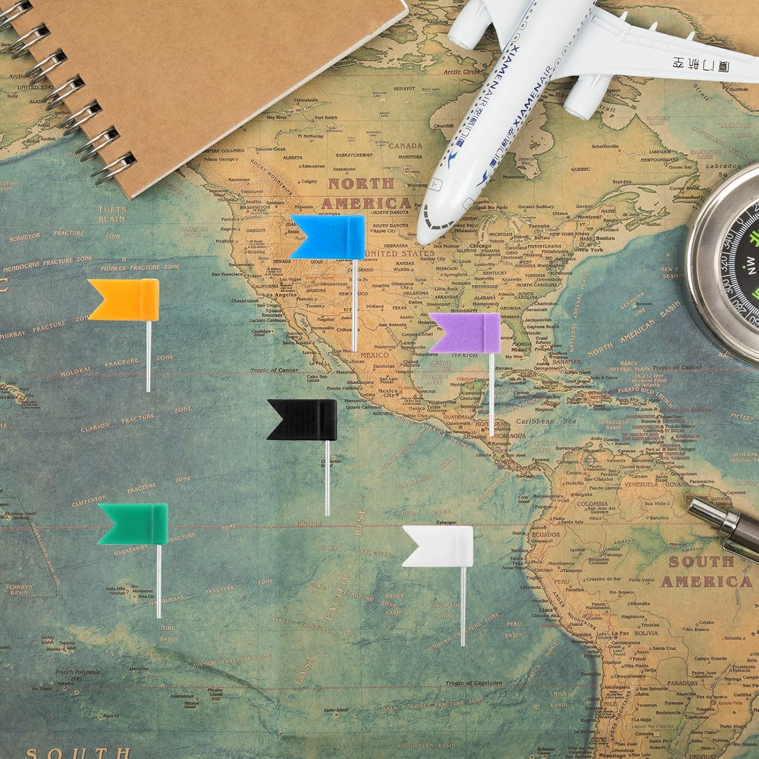 160 Pcs Push Pins Map Flag Thumbtacks Cork Board Decor 8 Colors k7