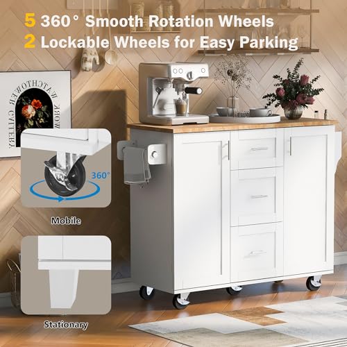 Kitchen Island Cart with Storage and Drop Leaf 7q