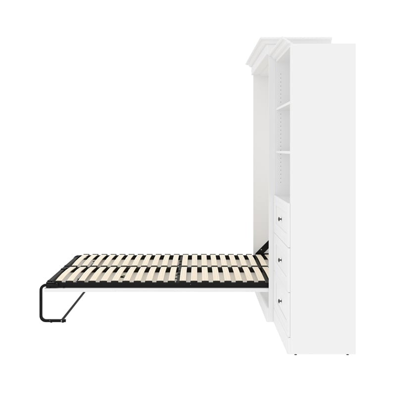 Wood Queen Murphy Bed with Drawers White k7