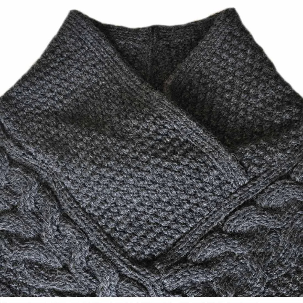 Cable Knit Poncho Charcoal k7