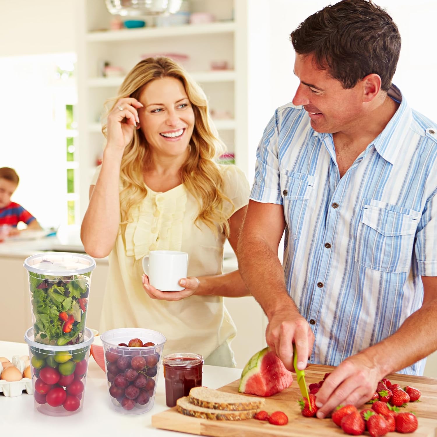 Soup Containers with Lids 60 Sets, Microwaveable Airtight q7